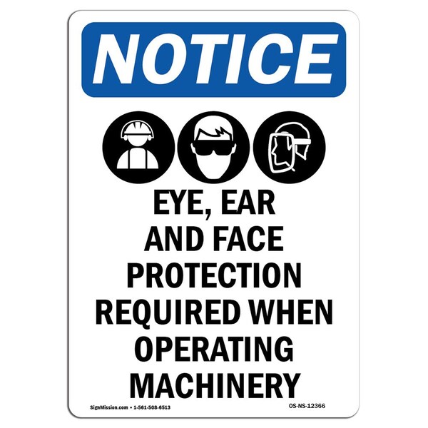 Signmission OSHA Sign, Eye Ear & Face, 5in X 3.5in, 10PK, 3.5" W, 5" L, Portrait, PK10, OS-NS-D-35-V-12366-10PK OS-NS-D-35-V-12366-10PK - main